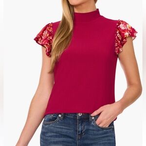CeCe Sangria Blouse ruffle sleeves. NWT. XL
